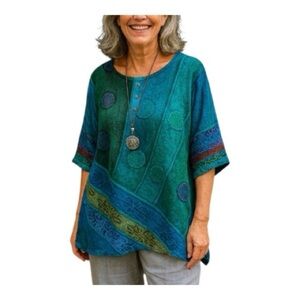 Ysolde Blouse 3/4 Sleeve Top Scoop Neck